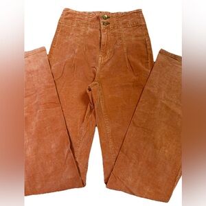 We The Free Pants Women’s 25 Orange Corduroy High Rise Flare Stretch Bell Bottom